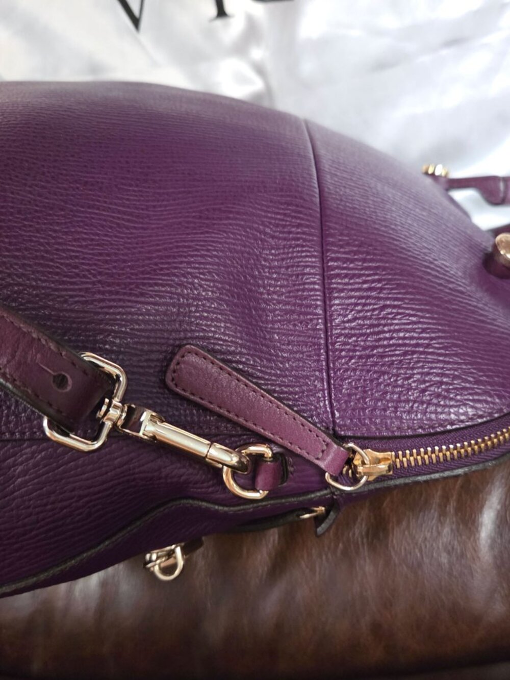 Furla Leather Piper Satchel - Purple - EUC - Picture 6 of 16